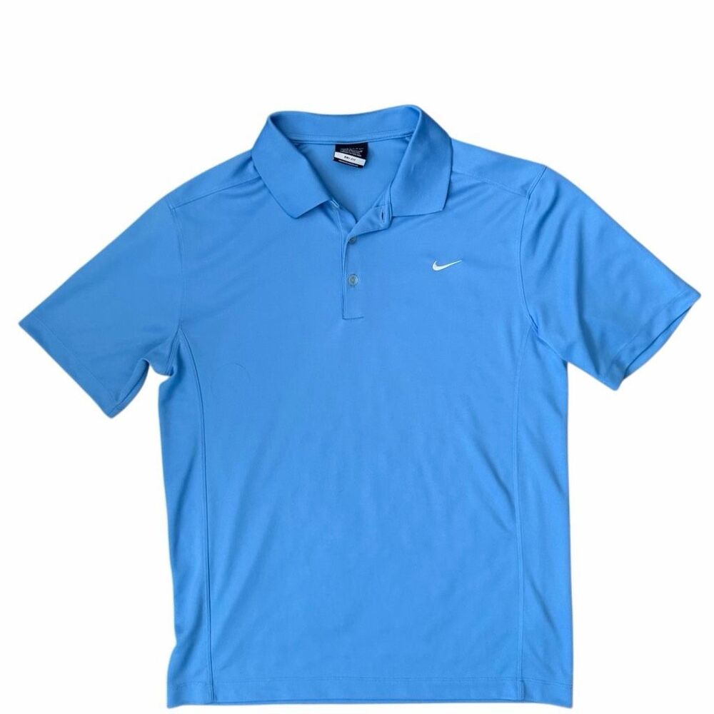 Men's Nike Gold Dri-Fit Polo Shirt Sz Medium Blue Short Sleeve